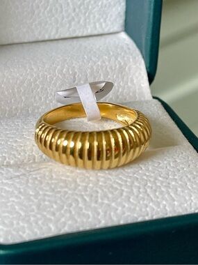 18K Gold Plated Dome Ring, Stackable, Everyday Waterproof Tarnish Resistant